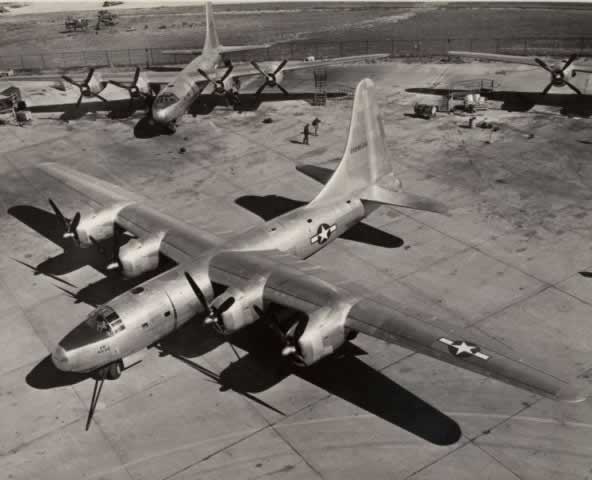 Consolidated B-32 Dominators parked on apron  Consolidated B-32 Dominators parked on apron
