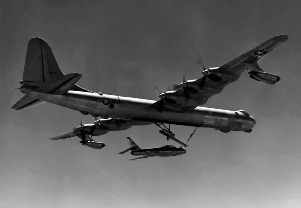 B-36F launching a F-84F during FICON testing B-36F launching a F-84F during FICON testing