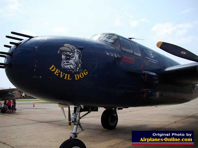 Nose art on North American PBJ-1J "Devil Dog" patrol bomber Nose art on North American PBJ-1J "Devil Dog" patrol bomber