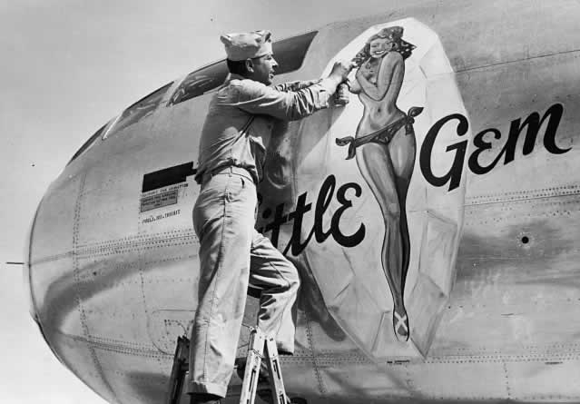 Nose art on B-29 Superfortress "Little Gem" Nose art on B-29 Superfortress "Little Gem"