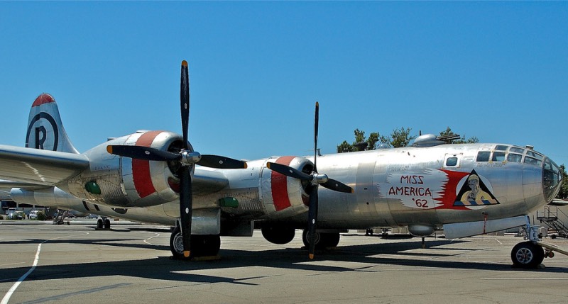 Left right fuselage view of Boeing B-29A Superfortress "Miss America 62" at Travis AFB, California Left right fuselage view of Boeing B-29A Superfortress "Miss America 62" at Travis AFB, California