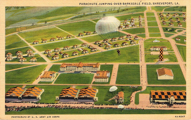 Parachute jumping over Barksdale Field