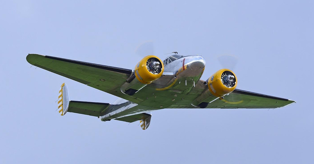 The Beechcraft 18, Registration N148KP, commercial version of the C-45 Expeditor The Beechcraft 18, Registration N148KP, commercial version of the C-45 Expeditor