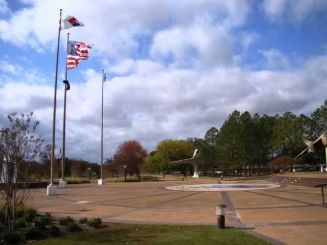 Aircraft display at the main gate to the former England Air Force Base Aircraft display at the main gate to the former England Air Force Base