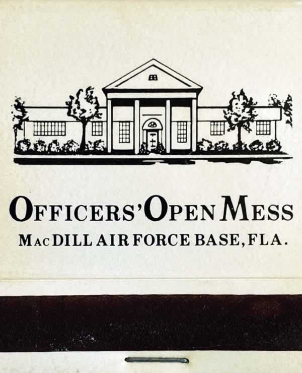 MacDill AFB Officers Open Mess ... vintage matchbook cover MacDill AFB Officers Open Mess ... vintage matchbook cover