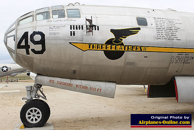 "Three Feathers" nose art on the B-29 Superfortress B-29 Superfortress "Three Feathers", S/N 44-61669