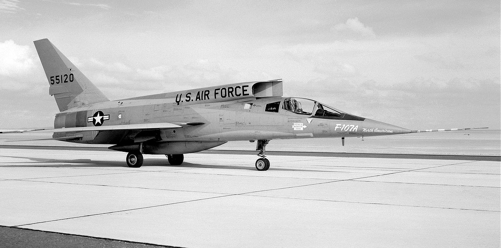The third-built U.S. Air Force F-107A - Serial Number 55-5120, at the NASA Flight Research Center The third-built U.S. Air Force F-107A - Serial Number 55-5120, at the NASA Flight Research Center