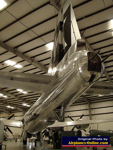 Rear view of the tail section of the B-29 Superfortress "Sentimental Journey"