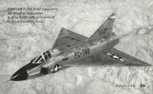 Convair F-102 Delta Dagger, S/N 31782, Buzz Numberr FC-782, all-weather supersonic interceptor, in flight Convair F-102 Delta Dagger, S/N 31782, Buzz Numberr FC-782, all-weather supersonic interceptor, in flight