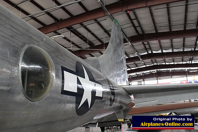 Rear fuselage view of the B-29 Superfortress "Peachy"