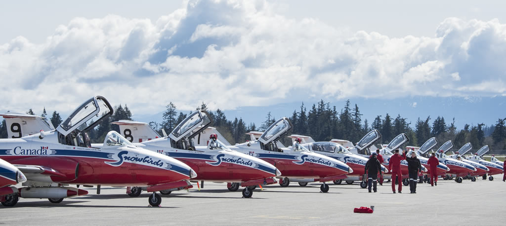 Snowbirds of the Royal Canadian Air Force preparing for another air show Snowbirds of the Royal Canadian Air Force preparing for another air show