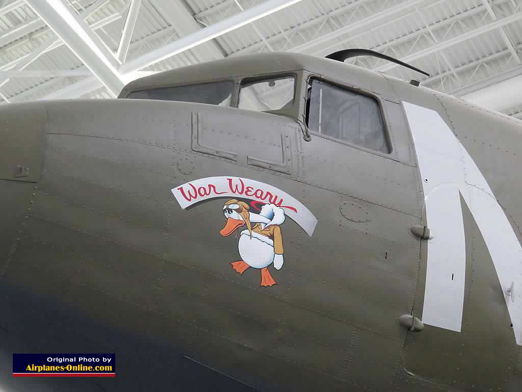 Noseart on C-47A Skytrain, S/N 43-48098, "War Weary", Strategic Air Command and Space Museum Noseart on C-47A Skytrain, S/N 43-48098, "War Weary", Strategic Air Command and Space Museum