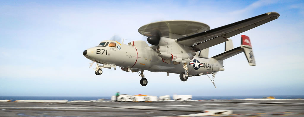 U.S. Navy E-2D Hawkeye during carrier landing on the USS Abraham Lincoln U.S. Navy E-2D Hawkeye during carrier landing on the USS Abraham Lincoln