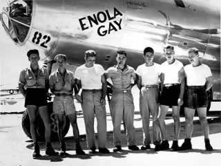 The crew of B-29 "Enola Gay" at Wendover Field The crew of B-29 "Enola Gay" at Wendover Field