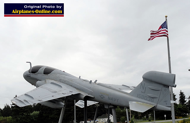 Grumman EA-6B Prowler, BuNo 158036, NJ550, on display near Whidbey Island Naval Air Station, Washington Grumman EA-6B Prowler, BuNo 158036, NJ550, on display near Whidbey Island Naval Air Station, Washington