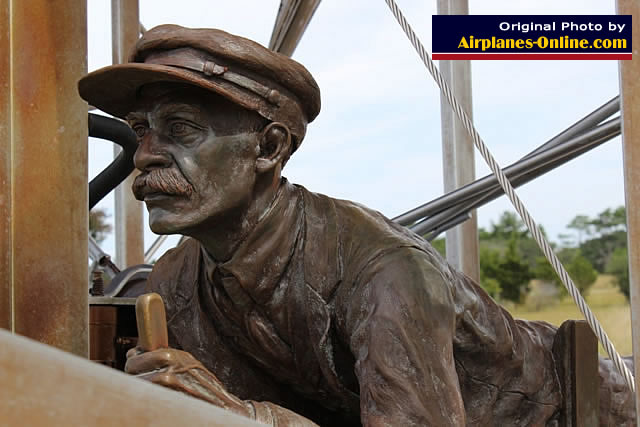 In the "cockpit" ... Wright Brothers first flight life-sized sculpture by Stephen H. Smith